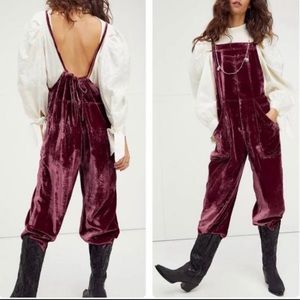 Free People Velvet Weekender Overalls